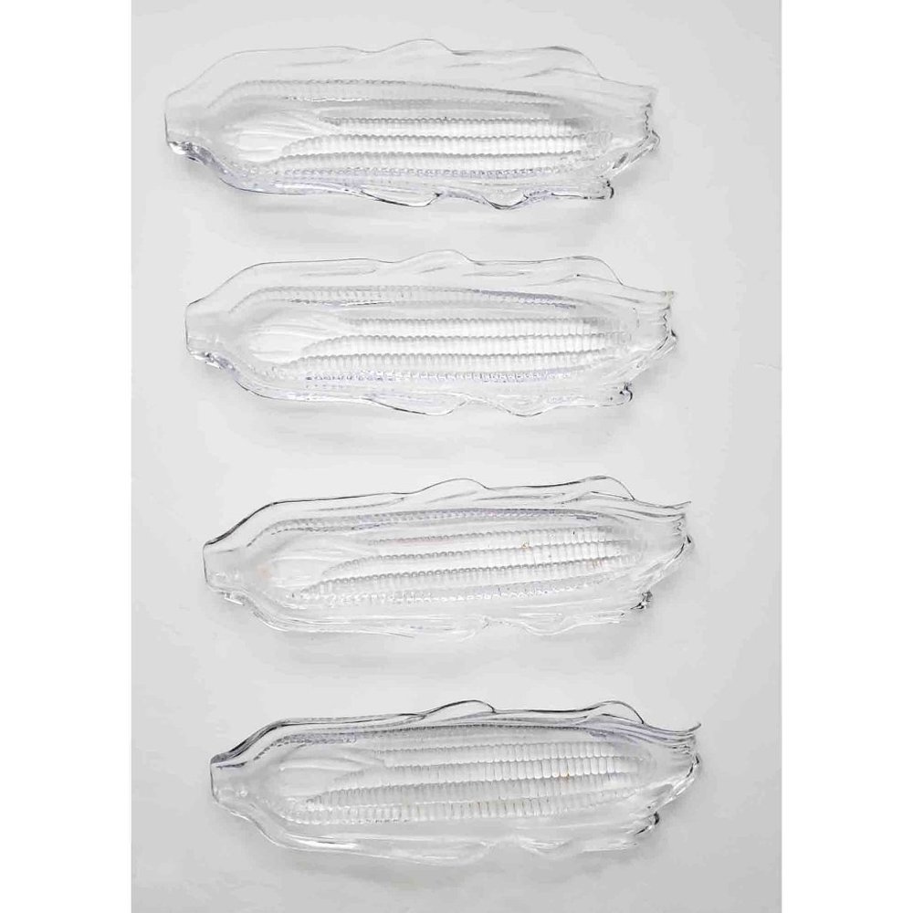4 Corn Holder Plates Clear Plastic